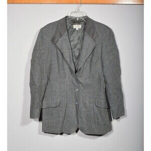 L.L. Bean Gray Tweed 100% Wool Dark Academia Lined Blazer Jacket Sz 10